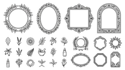Fototapeta premium Ornate Floral Frames and Botanical Elements Collection
