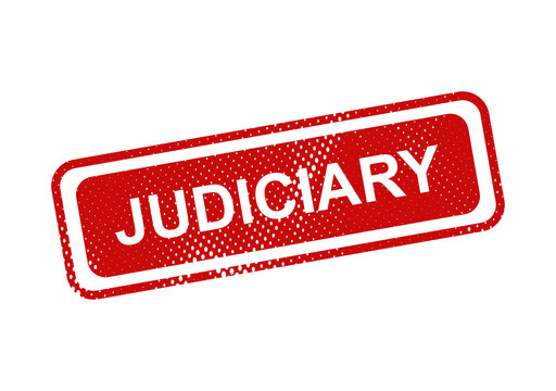 Red judicial stamp with word judiciary illustration