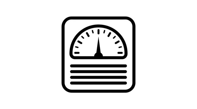Analog weight scale gauge icon with measuring tool scale indicator UI element