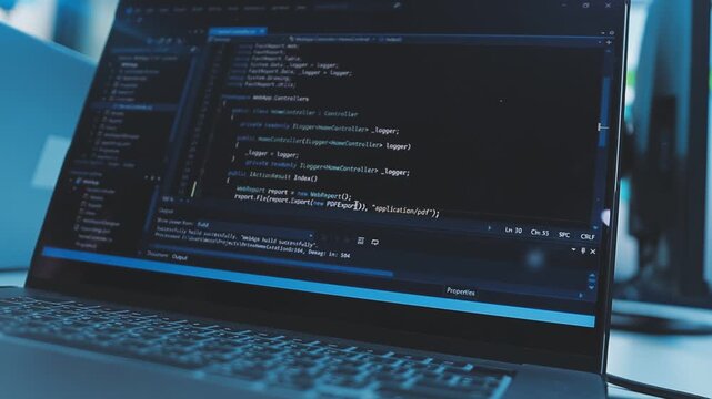 Asian happy woman and man programmer team coding software at computer in dark tech office, Concept of digital transformation, modern cyber security, startup teamwork and future IT digital network