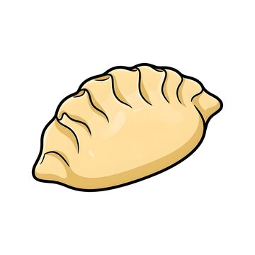A cute, cartoon-style vector illustration of a single delicious dumpling, pierogi, or empanada isolated on a white background. Perfect for food design.
