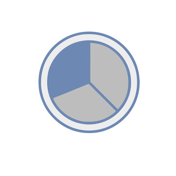 Pie chart with three segments, one colored blue