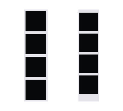 Blank Photo Booth Photo Strip Frames with Four Image Slots, Retro Instant Film Template for Wedding, Party and Event Designs. Vector illustration