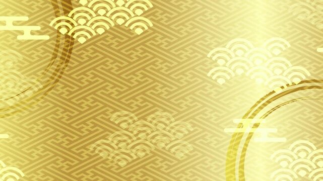 Gold Japanese Pattern with Traditional Motifs 4K