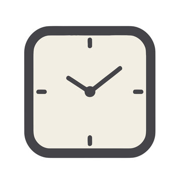 Square clock face with hands