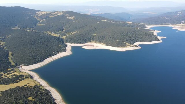 Amazing Aerial view of Belmeken Dam, Rila mountain, Bulgaria