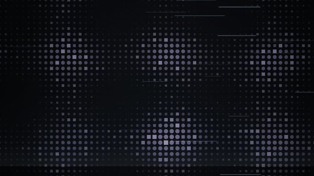 Abstract digital glitch background, with pulsing geometric, dot matrix patterns