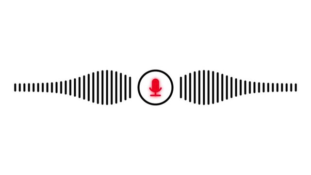 Digital audio waveform animation with red microphone icon sets