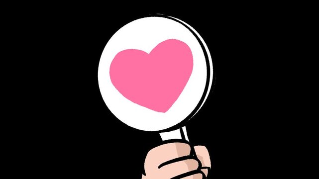 Hand Holding Round Heart Sign Animation with Transparent Background and Alpha Channel