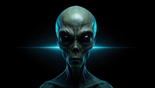 Cinematic portrait of a grey alien extraterrestrial being