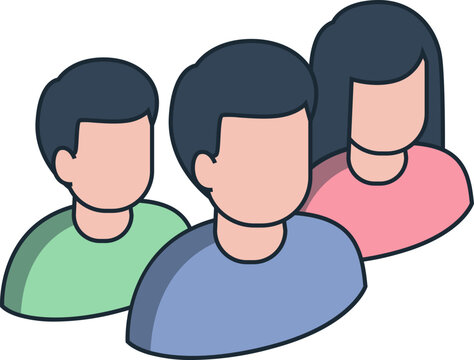 Group of three diverse person icon illustration