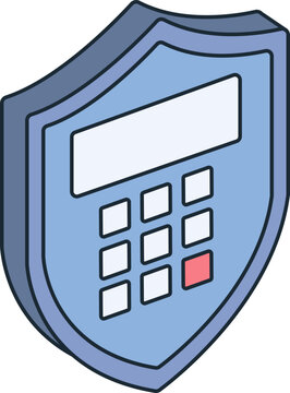Shield with keypad inside, representing security and protection, possibly for a digital system or data