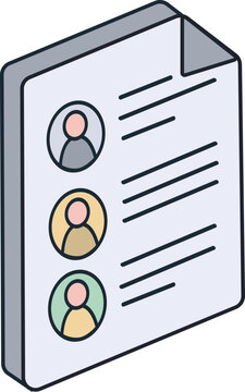 A document with three profile pictures and lines of text, possibly representing a list of candidates or employees