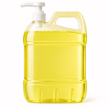 Yellow liquid in plastic dispenser bottle