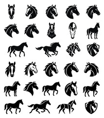 Fototapeta premium Minimalist Horse Logo Collection – Geometric Black Silhouette Vector Set_26