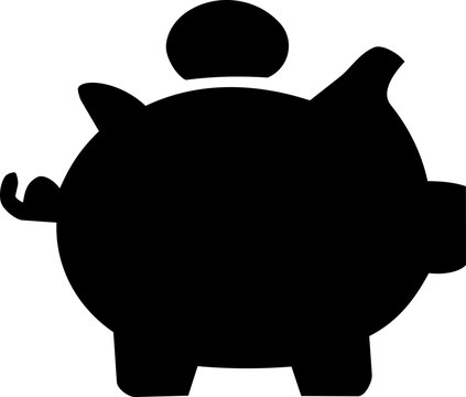 Disarmament Week piggy bank concept depicted as a bold black flat vector icon on white background