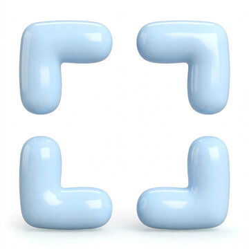 3D glossy pastel blue fullscreen icon isolated on white background