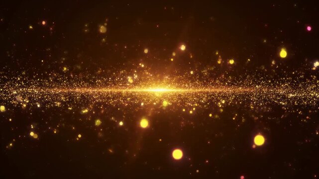 Golden Sparkling Particles and Glowing Cosmic Energy 4K Generative AI