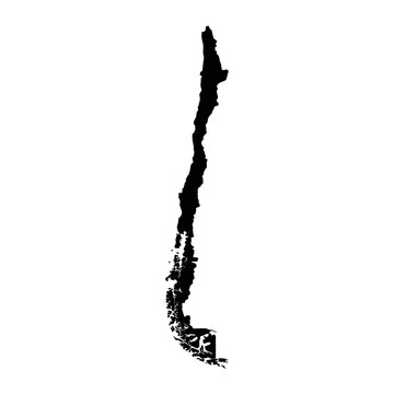 Chile map silhouette, long narrow geographic country shape, solid black monocolor vector, minimal flat silhouette, isolated on white background, clean smooth contour, no text