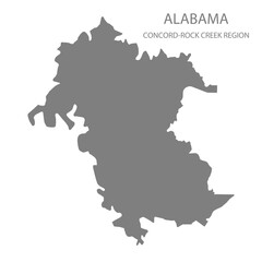 Obraz premium Concord-Rock Creek Region Map, Alabama, USA