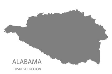 Obraz premium Tuskegee Region Map, Alabama, USA