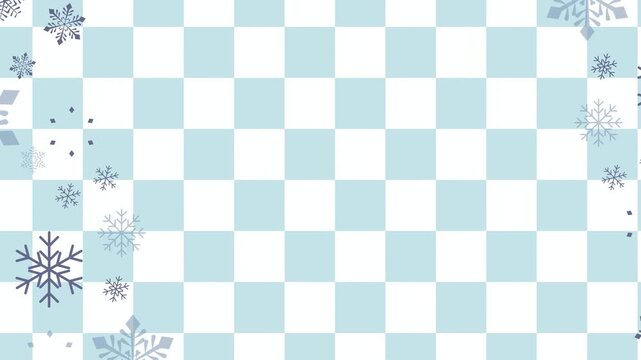 Blue and White Snowflake Checkered Pattern 4K