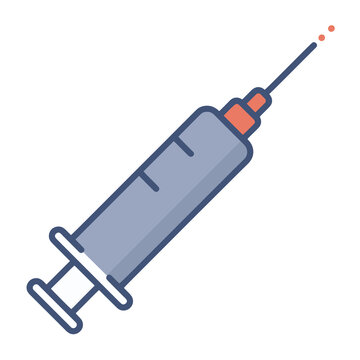 Flat icon of a medical syringe with needle