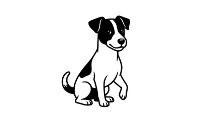 Fototapeta premium Jack Russell Terrier Sitting Puppy Black White Vector Clip Art