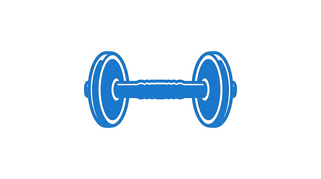 Blue dumbbell icon with weights