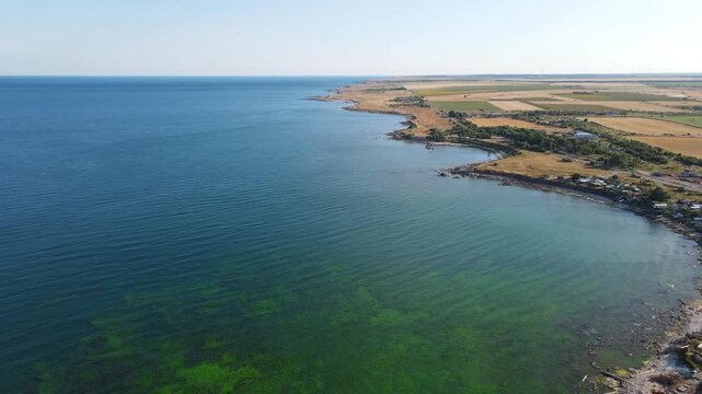 Aerial view of Black sea coast near Shabla cape, Dobrich Region, Bulgaria