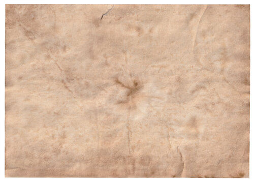 Old stained paper sheet with tear and wrinkles high quality 600 dpi handmade texture background for dnd props and scrapbooking	