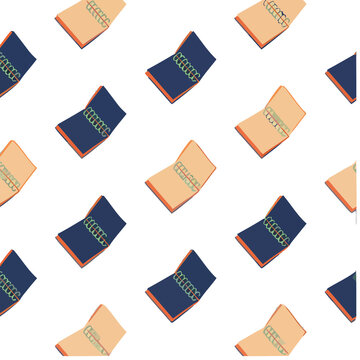 Seamless pattern of open notebooks