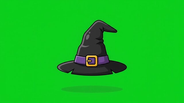 Flying witch hat animation chroma key
