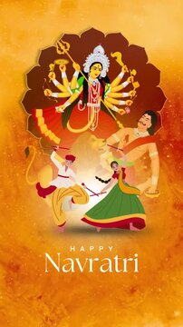 Navratri Orange and Maroon Traditional Greeting Video Story