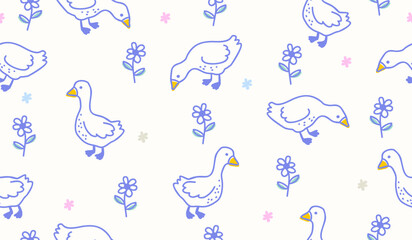 Cute goose pattern background vector design © rupa