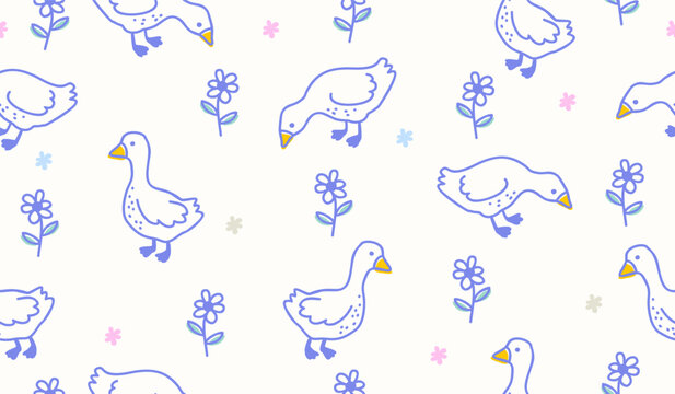 Cute goose pattern background vector design