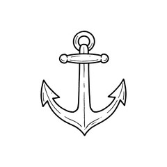 Classic metal ship anchor sketch design with curved flukes and stock bar on isolated background perfect for marine theme illustrations and nautical tattoos. © Mr WaQaS