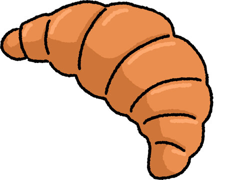 French Croissant Pastry Hand Drawn Illustration