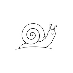 Cute cartoon snail black outline sketch on transparent background perfect for children coloring books kindergarten educational materials and nature craft projects. © Mr WaQaS