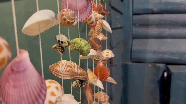 Seashell mobile hanging, handmade