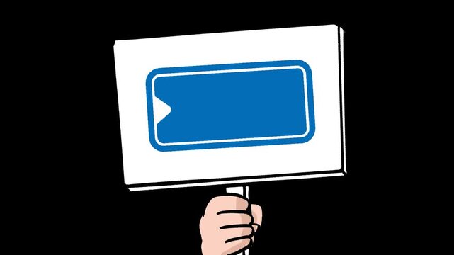 Hand Holding Sign with Animated Right Arrow and Transparent Background
