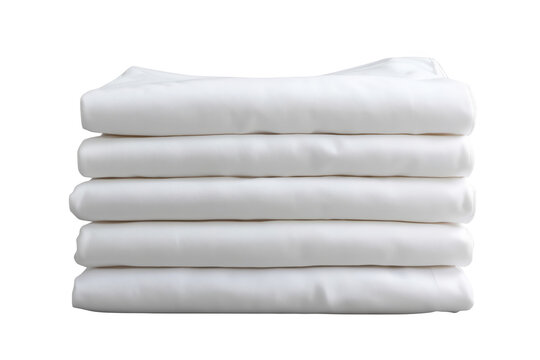 Six soft white fabric pieces folded into a tall pile