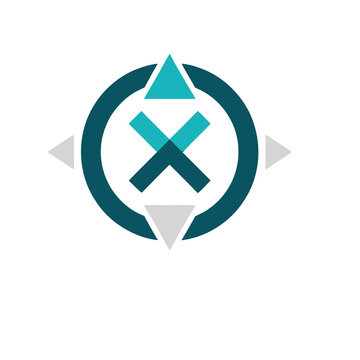 Abstract geometric logo with X and circle