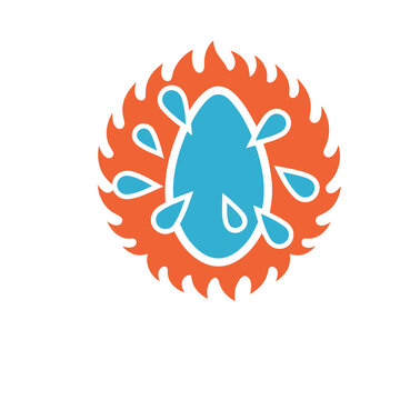 Water Drops and Flames Icon