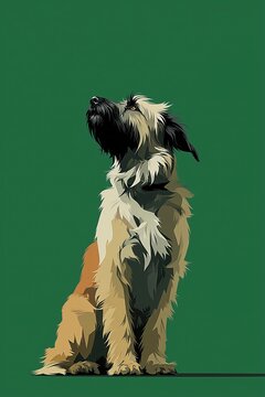stylized dog portrait on green background