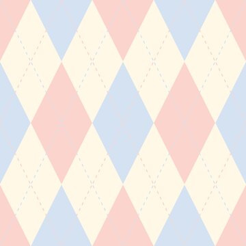 Fun pastel pink and blue in argyle style seamless pattern ideal for packaging, paper wrap, decoration and textile. Perfect for valentine, birthday, and nursery design.
