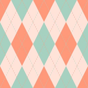 Fun pastel refreshing watermelon color in argyle style seamless pattern ideal for packaging, paper wrap, decoration and textile. 