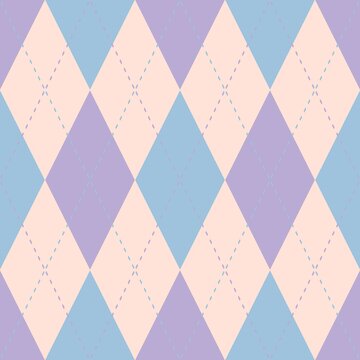 Fun pastel blue cold tone color in argyle style seamless pattern ideal for packaging, paper wrap, decoration and textile. Perfect for calm and cozy design.