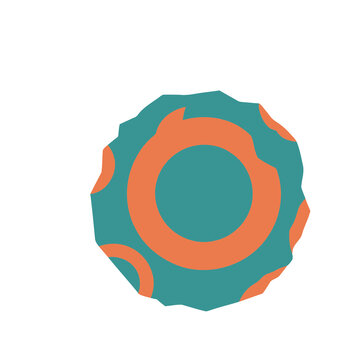 Abstract geometric shape with circles and irregular border