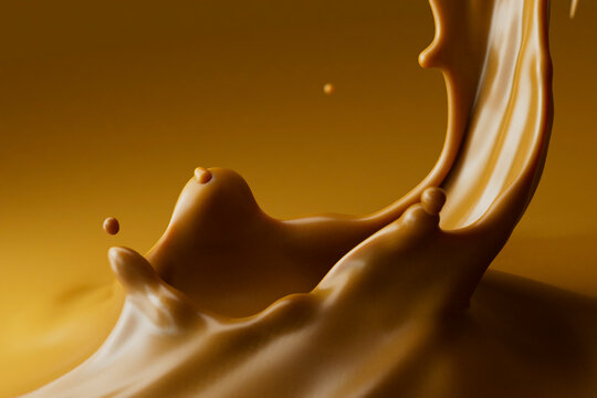 Creamy Peanut Butter Wave Splash 3D Render